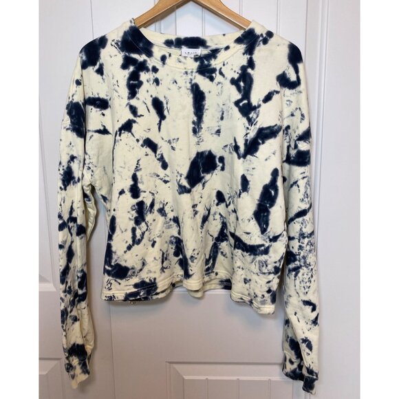 Le Lis Tie-Dye Crop Sweatshirt, Off-white and Navy Blue, Size Medium - Picture 1 of 8